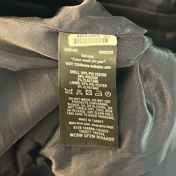 Ted Baker Cap Sleeve Pencil Skirt Rivaadd Pleated Peplum Dress Black Size 6 - Picture 7 of 8